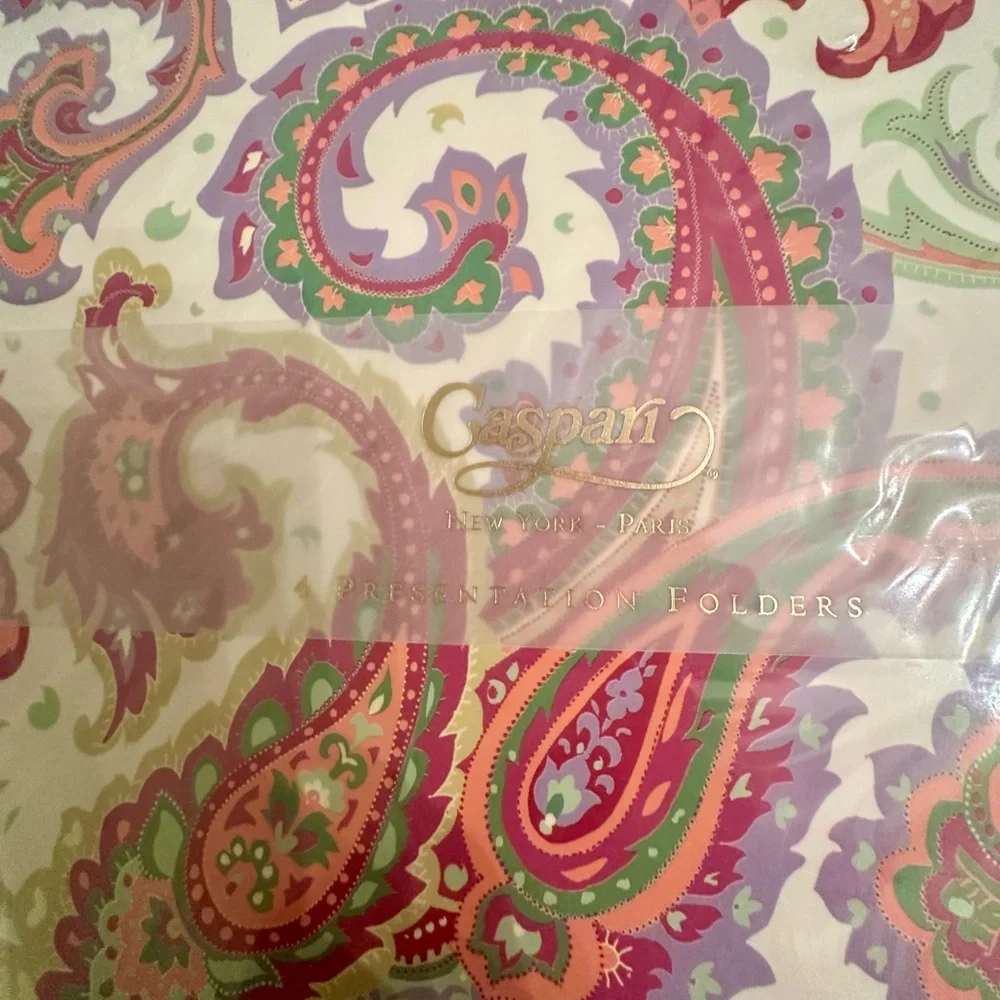 Caspari Paisley Presentatiom Two Pocket Folders Set of Four NEW